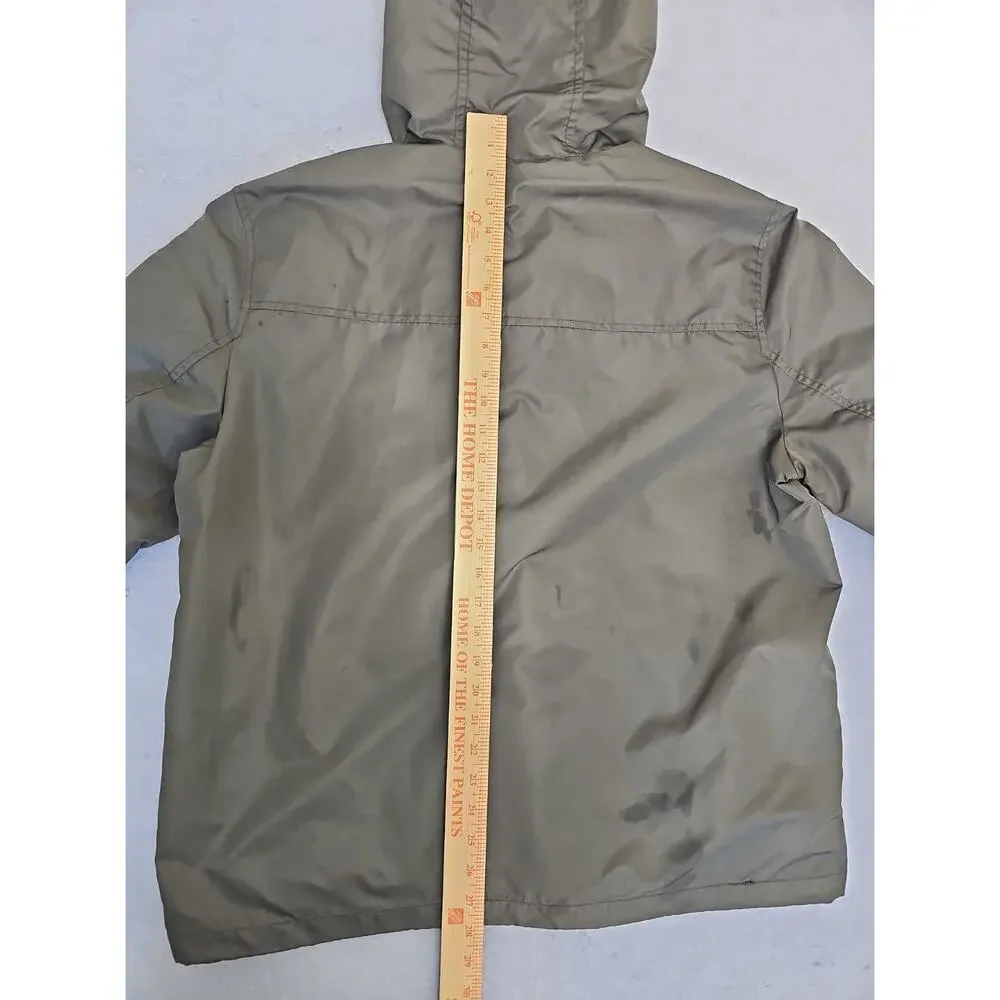 Levi's Army Green Water Resistant Hooded Rain Jacket Mens Sz Large Hunting
